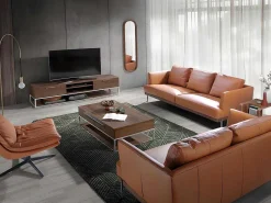 3-Zitsbank Bekleed In Bruin Leer 6171-Angel Cerda Best