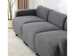 3-Zitsbank In Chenille-Stof Met 2 Kussens - Slaaphoogte 211 Cm - Grijs-ModernLuxe Clearance