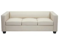 3-Zitsbank Lille, Kunstleer, Creme-Vente-unique Hot