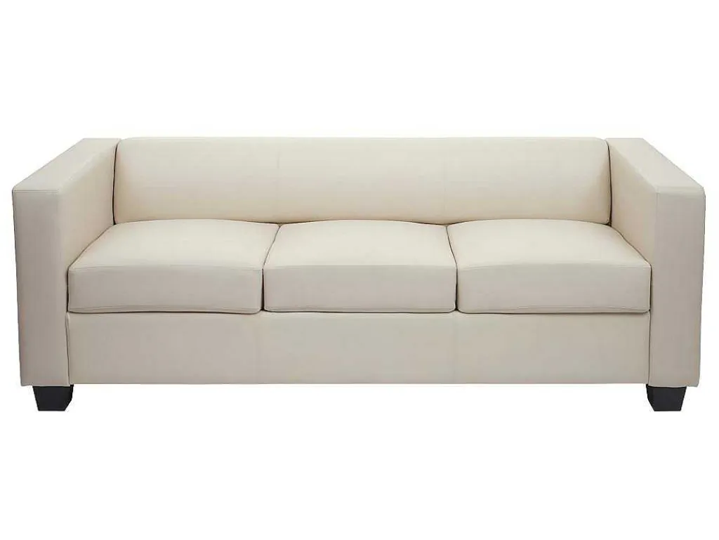 3-Zitsbank Lille, Kunstleer, Creme-Vente-unique Hot