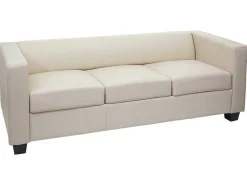 3-Zitsbank Lille, Kunstleer, Creme-Vente-unique Hot