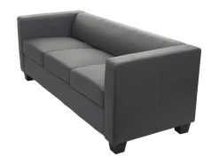 3-Zitsbank Lille, Kunstleer, Donkergrijs-Vente-unique Best