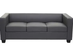 3-Zitsbank Lille, Kunstleer, Donkergrijs-Vente-unique Best