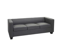 3-Zitsbank Lille, Kunstleer, Donkergrijs-Vente-unique Best