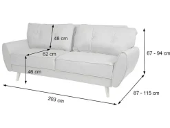 3-Zitsbank Mcw-J19, Stof/Textiel Grijs-Vente-unique New