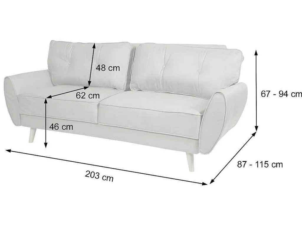 3-Zitsbank Mcw-J19, Stof/Textiel Grijs-Vente-unique New