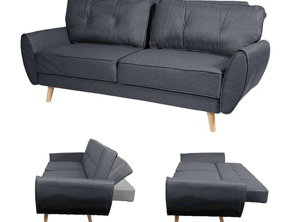 3-Zitsbank Mcw-J19, Stof/Textiel Antraciet-Vente-unique Discount