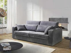 3-Zitsbank Mondovi Van Ribfluweel - Grijs-Vente-unique Outlet
