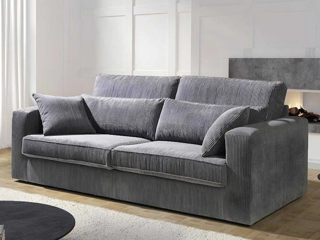 3-Zitsbank Mondovi Van Ribfluweel - Grijs-Vente-unique Outlet