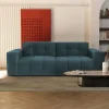 3-Zitsbank Van Eendenblauw Fluweel Inirida-Vente-unique