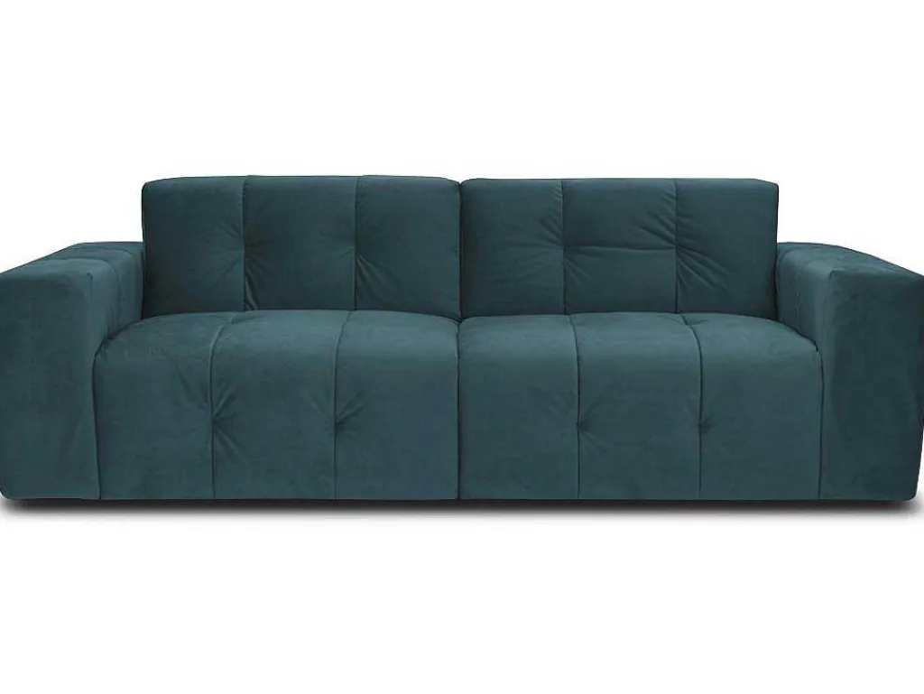 3-Zitsbank Van Eendenblauw Fluweel Inirida-Vente-unique