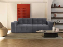 3-Zitsbank Van Grijs Fluweel Inirida-Vente-unique Outlet