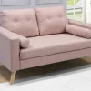 2-Zitsbank Van Stof Met Woleffect Tatum - Poederrose-Vente-unique Outlet