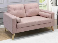 2-Zitsbank Van Stof Met Woleffect Tatum - Poederrose-Vente-unique Outlet