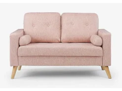 2-Zitsbank Van Stof Met Woleffect Tatum - Poederrose-Vente-unique Outlet