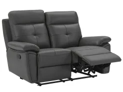 2-Zits-Relaxbank Van Grijs Leer Vineta-Vente-unique Outlet