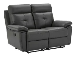 2-Zits-Relaxbank Van Grijs Leer Vineta-Vente-unique Outlet
