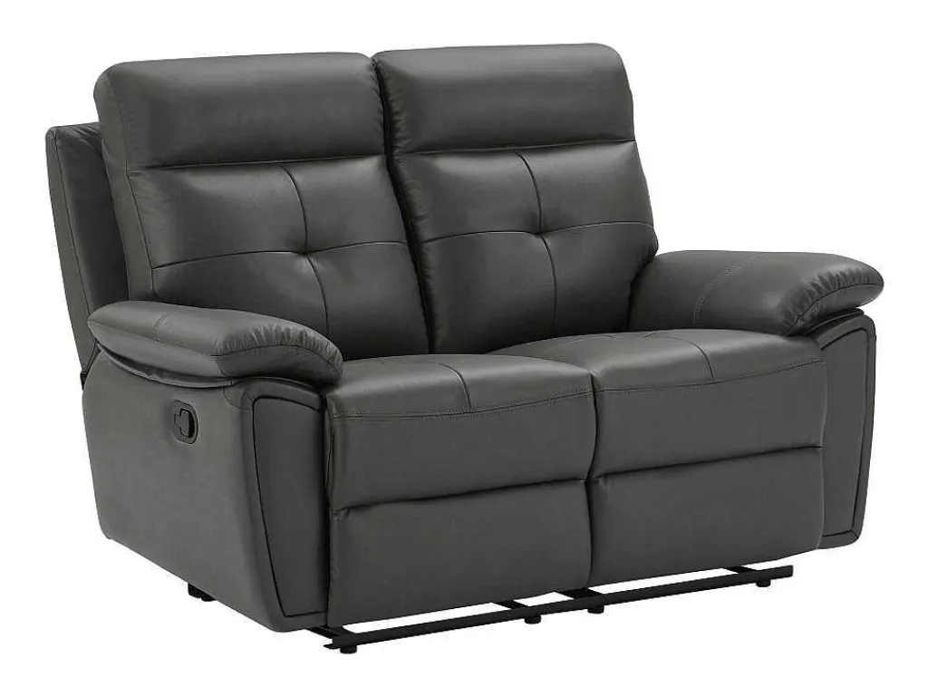 2-Zits-Relaxbank Van Grijs Leer Vineta-Vente-unique Outlet