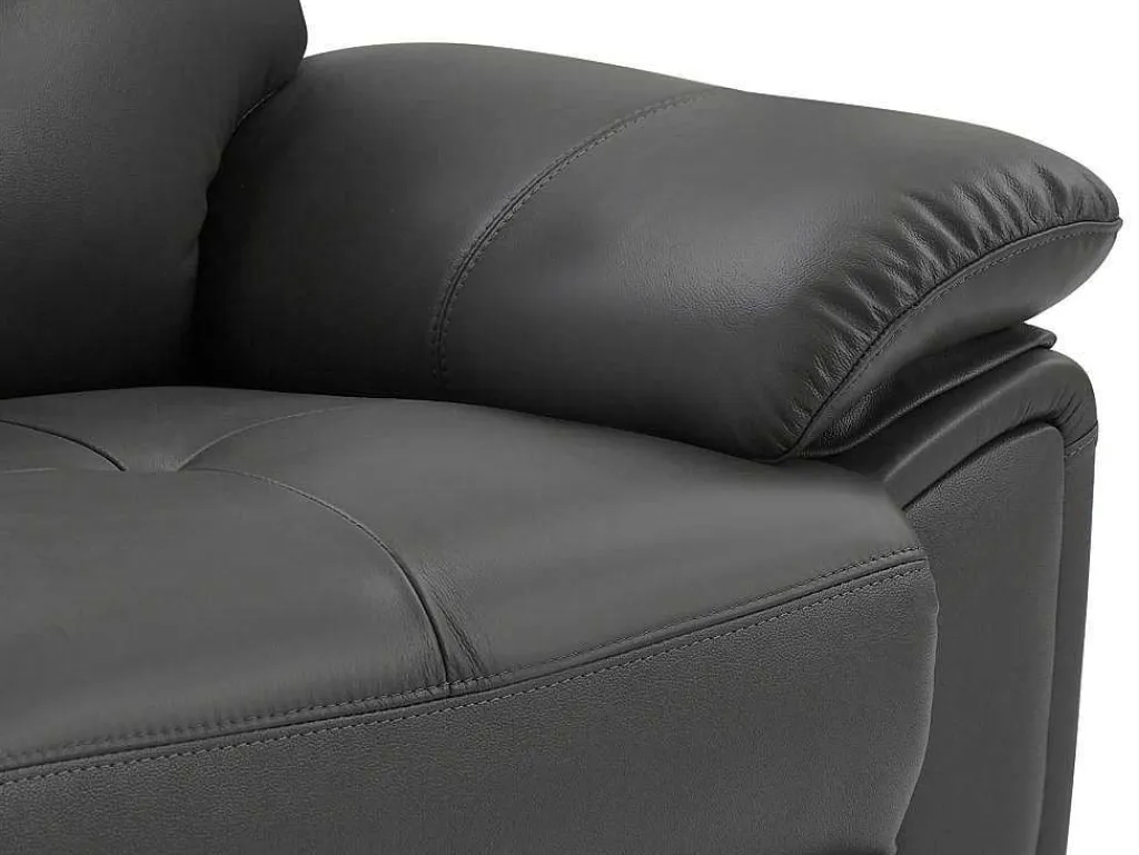 2-Zits-Relaxbank Van Grijs Leer Vineta-Vente-unique Outlet