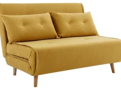 2-Zits-Slaapbank Van Mosterdgele Stof Uribia-Vente-unique Sale