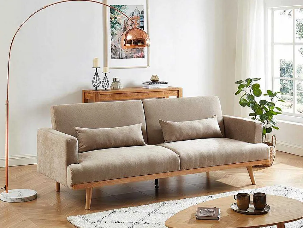 3-Zitsslaapbank Van Stof Esme - Beige-Vente-unique Online