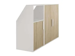 Zolderkast 3 Deuren En 1 Opbergvak - Wit En Houtlook - Adezio-Vente-unique Best