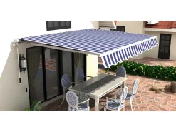 Zonnewering Paleas - Handmatig - 3,95 X 2,5M - Grijs En Wit-Vente-unique New