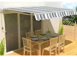 Zonnewering Paleas - Handmatig - 3,95 X 2,5M - Grijs En Wit-Vente-unique New