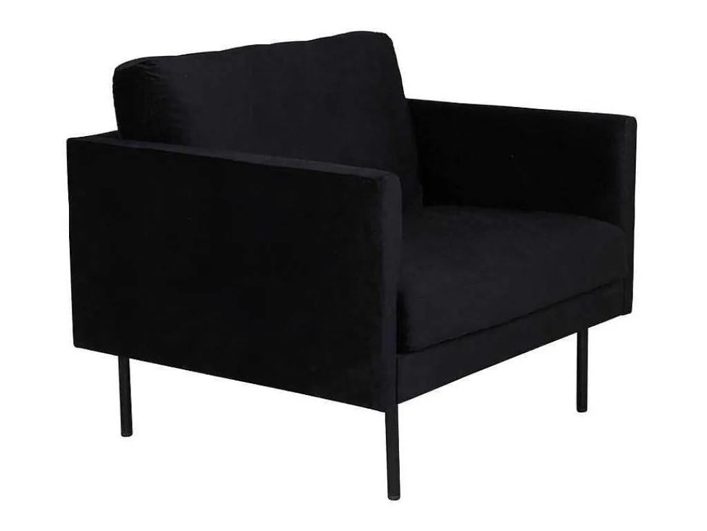 Zoom Fauteuil Velours Zwart.-Vente-unique Sale