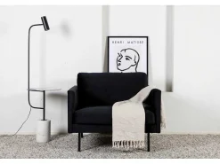 Zoom Fauteuil Velours Zwart.-Vente-unique Sale