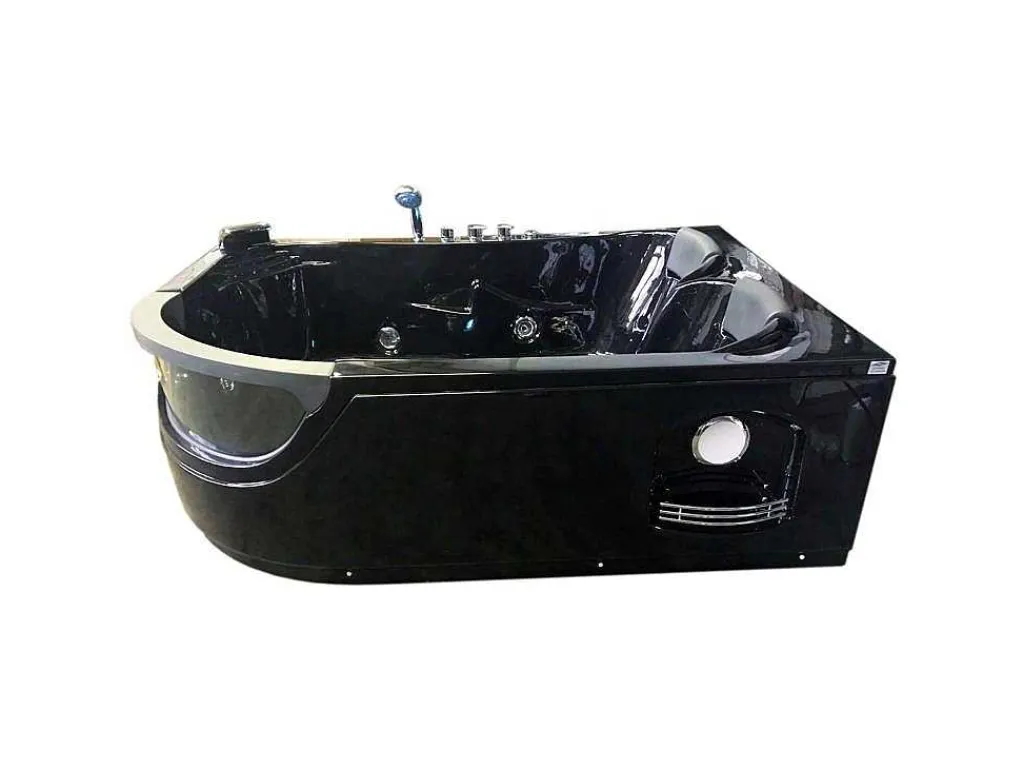 Zwart Bubbelbad 180 X 120 Cm Chromotherapie 8 Jets Bluebell-ELITESHOPPING