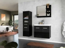 Zwarte Badkamerkolom Met Leds - L30 X B30 X H109 Cm - Laurine-Vente-unique Clearance
