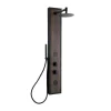 Zwarte Douchekolom Met Massagestralen Met Houten Decoratie - H127 X L48,5 Cm - Ubala-Shower & Design Hot