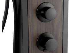 Zwarte Douchekolom Met Massagestralen Met Houten Decoratie - H127 X L48,5 Cm - Ubala-Shower & Design Hot