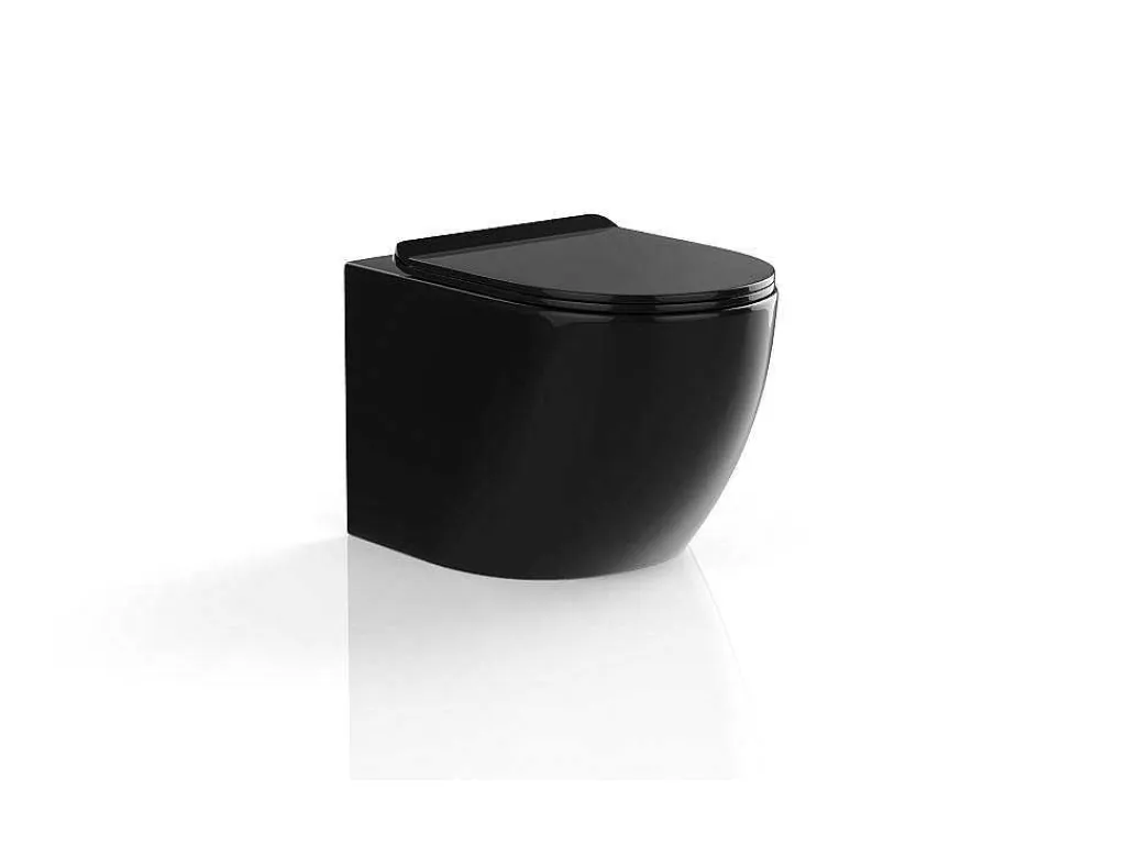 Zwarte Glanzende Hang-Wc Van Keramiek Zonder Rand - Javoine-Vente-unique Discount
