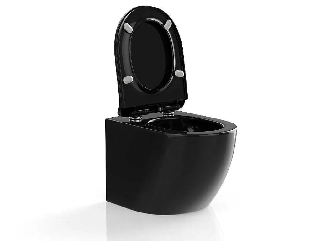 Zwarte Glanzende Hang-Wc Van Keramiek Zonder Rand - Javoine-Vente-unique Discount