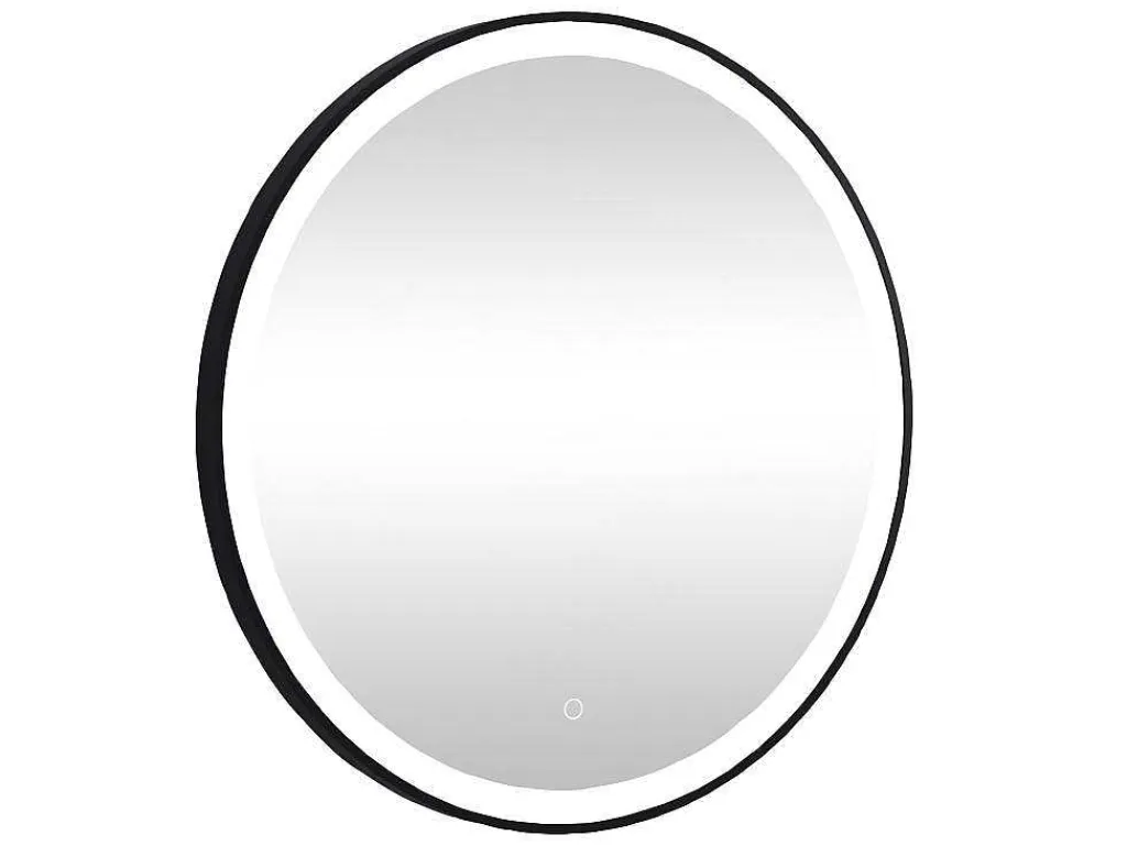 Zwarte Ronde Lichtgevende Badkamerspiegel Met Leds - D. 80 Cm - Numea-OZAIA