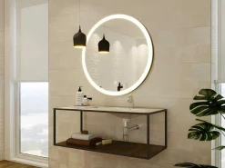 Zwarte Ronde Lichtgevende Badkamerspiegel Met Leds - D. 80 Cm - Numea-OZAIA