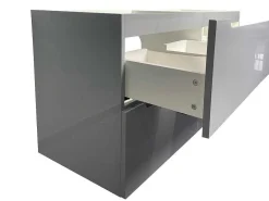 Zwevend Wastafelmeubel Met Dubbel Inbouwbekken - Grijs - 120 Cm - Selita-Vente-unique Outlet