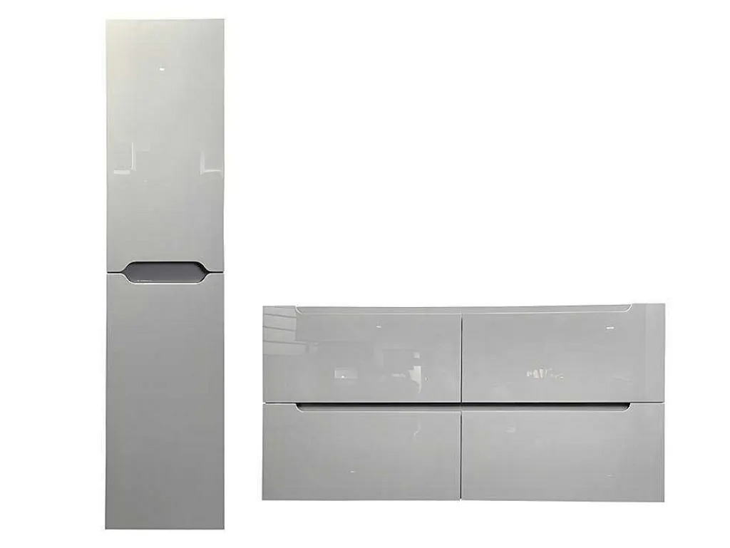 Zwevend Wastafelmeubel Met Dubbel Inbouwbekken En Kast - Grijs - 120 Cm - Selita-Vente-unique Hot