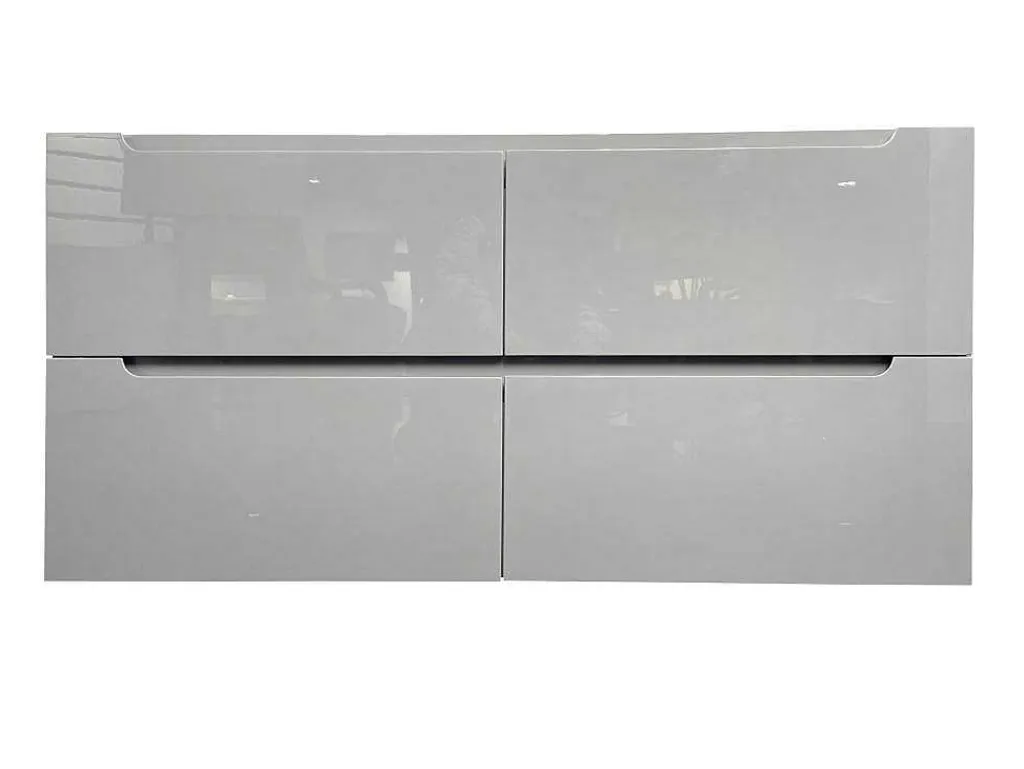 Zwevend Wastafelmeubel Met Dubbel Inbouwbekken En Kast - Grijs - 120 Cm - Selita-Vente-unique Hot