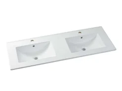 Zwevend Wastafelmeubel Met Dubbel Inbouwbekken En Kast - Wit - 120 Cm - Selita-Vente-unique Discount