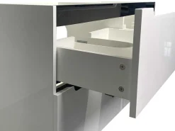 Zwevend Wastafelmeubel Met Dubbel Inbouwbekken En Kast - Wit - 120 Cm - Selita-Vente-unique Discount