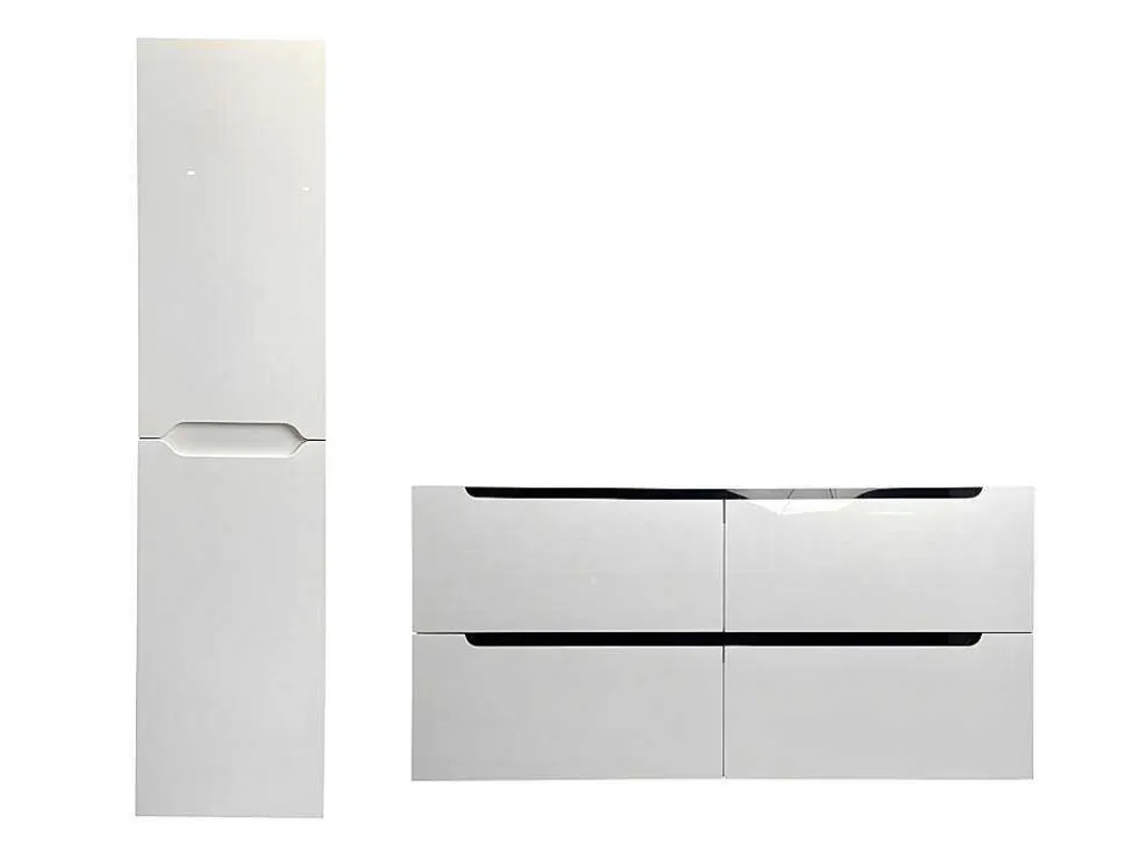 Zwevend Wastafelmeubel Met Dubbel Inbouwbekken En Kast - Wit - 120 Cm - Selita-Vente-unique Discount