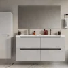 Zwevend Wastafelmeubel Met Dubbel Inbouwbekken - Wit - 120 Cm - Selita-Vente-unique Sale