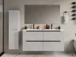 Zwevend Wastafelmeubel Met Dubbel Inbouwbekken - Wit - 120 Cm - Selita-Vente-unique Sale