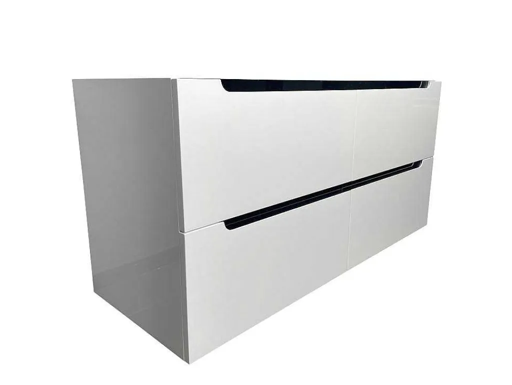 Zwevend Wastafelmeubel Met Dubbel Inbouwbekken - Wit - 120 Cm - Selita-Vente-unique Sale